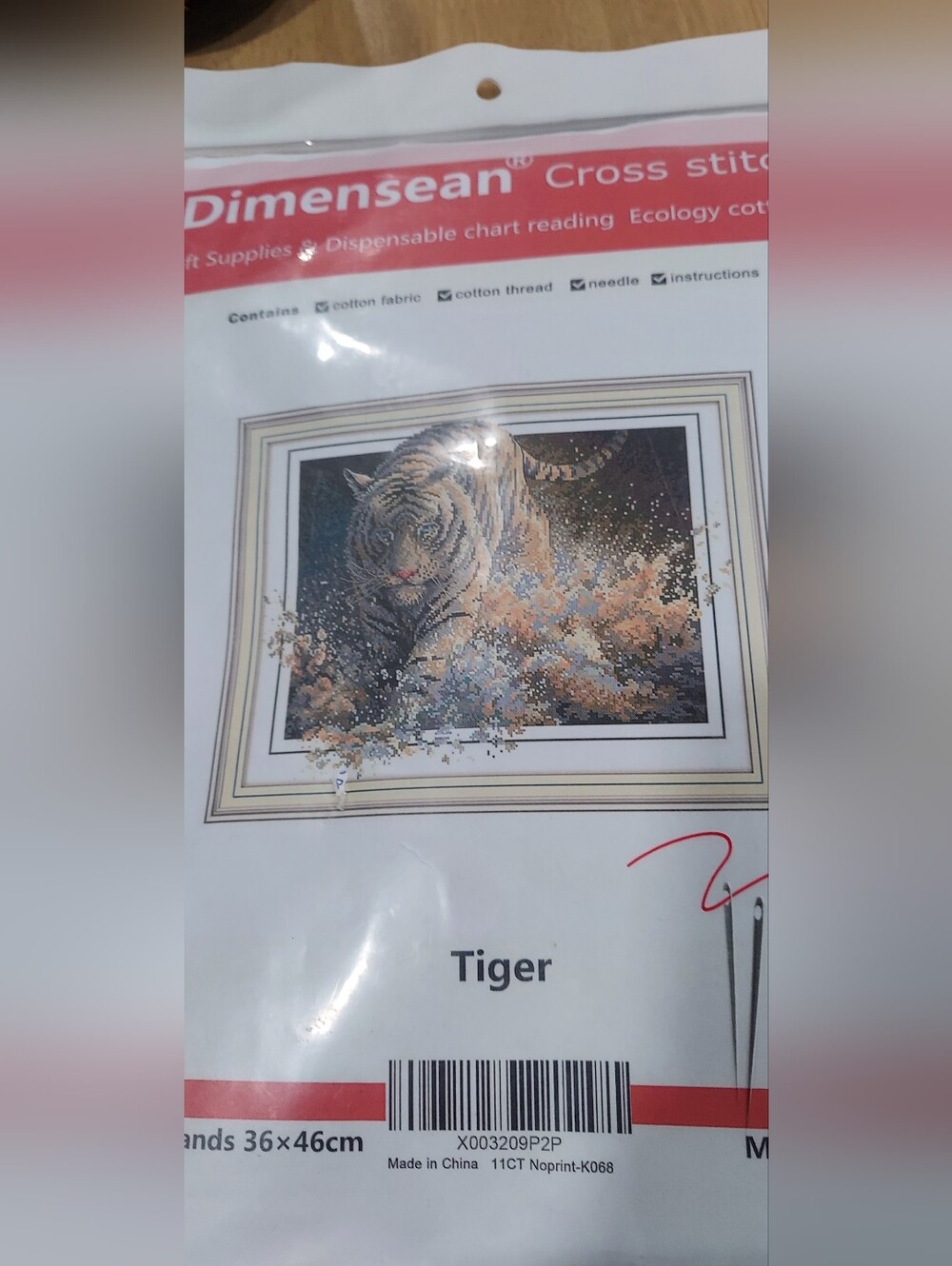 Dimensean Cross Stitch Kit - Tiger - Multicolor New!